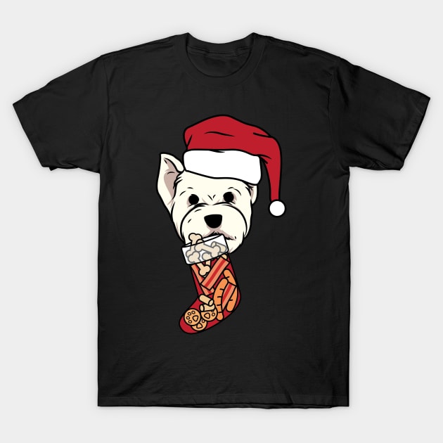 Funny Westie Stocking With Treats Christmas T-Shirt by blacklines